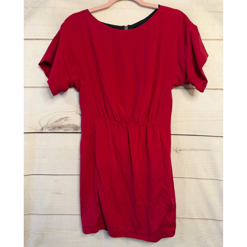 Rag & Bone Red Silk Charmeuse Mini Dress Exposed Zipper Size 2